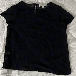 LOFT Women's Navy Plaid Blouse